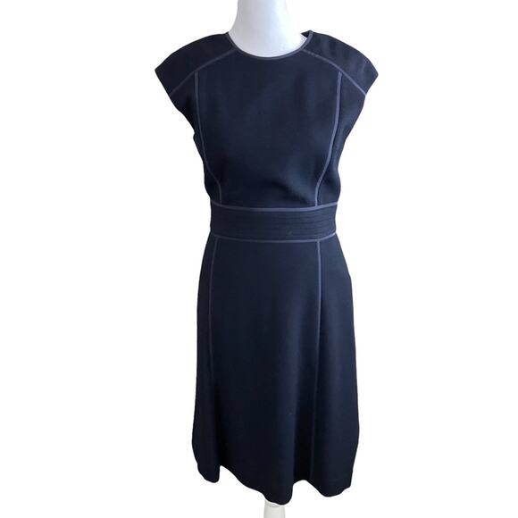 Tory Burch Navy A-Line 100% Dress With Piping Size 2 - Picture 1 of 7